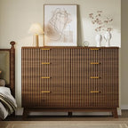 BORNOON Fluted 8 Drawer Tall Dresser, 47.2" Wide Modern Boho Chest of Drawers, Wooden Storage Dresser TV Stand for Bedroom, Living Room, Closet, Hallway, Curved Profile Design - Image 3