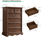 Farmhouse 6 Drawers Dresser, 47" High, Walnut - Image 2