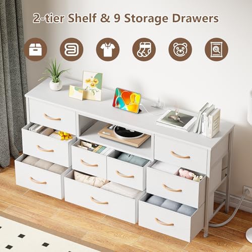 Furnulem 9 Drawer Dresser for 55-65 inch TV, Dresser TV Stand for Bedroom - Image 4
