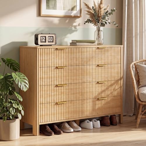 Wodeer 8 Drawer Dresser for Bedroom, 47" Wide Wood Storage Cabinet with Fluted Design, Modern Chest of Drawers & TV Stand for Living Room, Nursery Clothing Organizer with Metal Slides, Anti-Tipping - Image 5