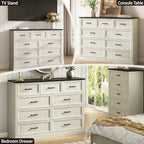 Farmhouse 9 Drawer Dresser for Bedroom, 55" White Dresser with TV Stand - Image 3
