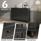 Black 6 Drawer Dresser, Vintage Chest of Drawers, 47.2'' Bedroom Cabinet - Image 5