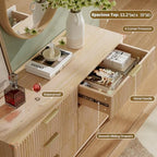 Wood Tall 6 Drawers Dresser, 53.2" W Fluted Modern Dressers for Bedroom - Image 3