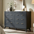 T4TREAM 54" Wide Fluted 9 Drawer Dresser for Bedroom, Dark Grey by T4TREAMFurniture
