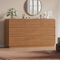 Wodeer Dresser Fluted 6 Drawers Dresser for Bedroom, 47" Wide Wood Chest of Drawers with Hidden Handles & Rounded Corners (Walnut, 9 Drawers, Fluted Panel & Rounded Corners) by WODEER