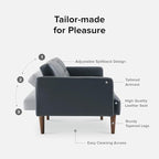 mopio Aaron 76.8" Couch, Small Futon Sofa Bed, Mid Century Modern Futon Couch - Image 4