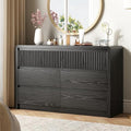 LYNSOM Black Fluted 6 Drawer Dresser for Bedroom, Curved Edge, 50" Wide by LYNSOM