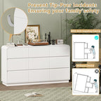 Wodeer White Dresser Fluted 9 Drawers Dresser for Bedroom, 59" Wide Wood Chest of Drawers with Hidden Handles & Rounded Corners, Modern TV Stand Storage Cabinet for Living Room, Hallway, Entryway - Image 6