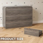 BORNOON Dresser for Bedroom with 6 Drawers, Fluted Chest of Drawers with Round Curved Corner, Hidden Handles, Modern Wood Storage Organizer for Bedroom, Nursery, Living Room - Image 2