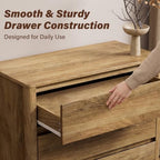 Furniway 31.5" Wide 3 Drawer Wood Dresser for Bedroom, Natural Oak - Image 5
