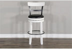 Pemberly Row Set of 3 White/Brown Wood Bar Unit and 2 Swivel Barstool - Image 7