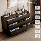 Chrangmay Modern Chest of Drawers with 6 Drawers,Deep Drawers,Clothes Organizer,Large Storage Cabinet for Living Room, Bedroom,Hallway,with Anti-Tipping Device,Dark - Image 3