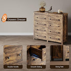 Xixini 47.2" Wide 8-Drawer Farmhouse Dresser for Bedroom, Brown - Image 5