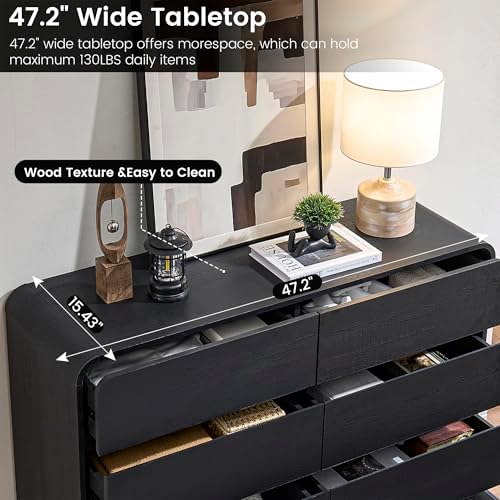 Standifurno Black Dresser with 8 Drawers, Modern Chest of Drawers with Deep Drawers, Big Storage Organizer for Bedroom, Living Room, Hallway, 47’’Wide - Image 5