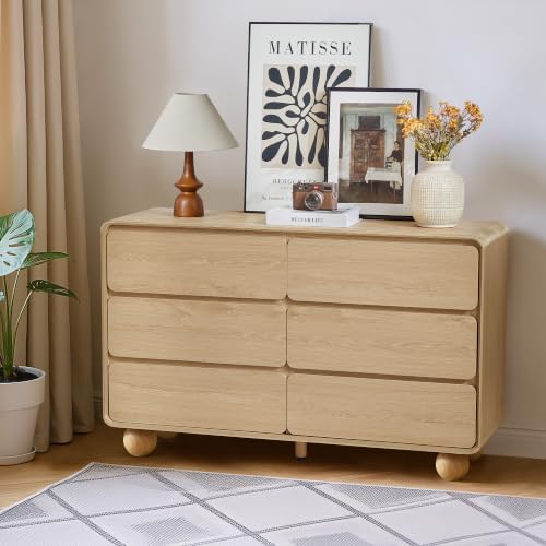 Modern 6 Drawer Dresser for Bedroom, 48" Wooden Chest of Drawer, Natural - Image 5