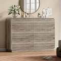 Wodeer Grey Dresser Fluted 6 Drawers Dresser for Bedroom, 47" Wide Wood Chest of Drawers with Hidden Handles & Rounded Corners, Modern TV Stand Storage Cabinet for Living Room, Hallway, Entryway by WODEER