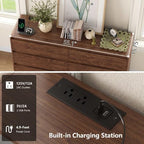 Gyfimoie 55" W Walnut Fluted 6-Drawer Dresser for Bedroom w/Power Outlet - Image 4