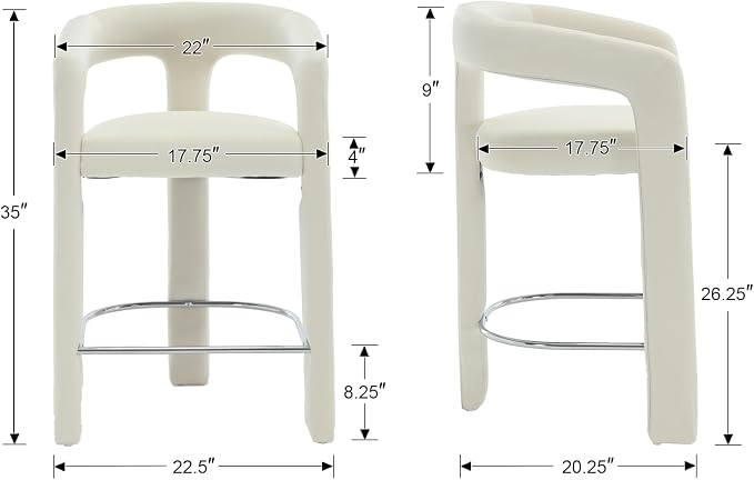 HNY 26 Inch Modern Tall Barrel Bar Stool, Velvet Upholstered Barstools - Image 2