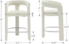 HNY 26 Inch Modern Tall Barrel Bar Stool, Velvet Upholstered Barstools - Image 2