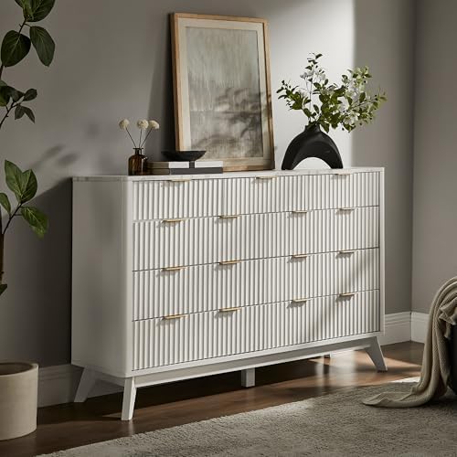 T4TREAM 54" Wide Fluted 9 Drawer Dresser for Bedroom, Solid White - Image 3