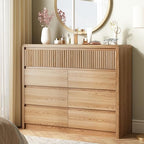 LYNSOM Oak Fluted 9 Drawer Dresser for Bedroom, Curved Edge, 50" Wide by LYNSOM