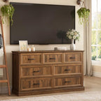 Farmhouse 7 Drawer Dresser for Bedroom, 55" Walnut Dresser with TV Stand - Image 6