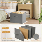 TEENFON Nightstands Set of 2, Night Stand with Drawer and Open Shelf, Nightstands Bedside Table with Removable Fabric Drawer, Night Stands for Bedroom, Small Space, Natural - Image 3