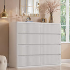 Standifurno White 8 Drawer Dresser for Bedroom, Fluted 48" Wide Wooden Chest of Drawers with Curved Modern Profile Design, Wooden Dresser TV Stand, Wood Closet Clothes Storage Drawer Organizer by StandifurnoFurniture