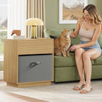 TEENFON Night Stand with Drawer and Open Shelf, Nightstands Bedside Table with Removable Fabric Drawer, Night Stands for Bedroom, Small Space, Natural - Image 4