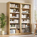 Rresyet Bookcase and Bookshelves, 28" W Tall Bookshelf, Natural Oak - Image 3