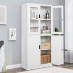 Metal Storage Cabinet with Doors and Shelves, 2 Adjustable Shelves, 4 Doors - Image 7