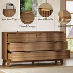 BORNOON Fluted 7 Drawer Dresser, 47.2" Wide Modern Boho Chest of Drawers, Wooden Storage Dresser TV Stand for Bedroom, Living Room, Closet, Hallway, Curved Profile Design - Image 4