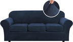 H.VERSAILTEX Modern Velvet Plush 4 Piece High Stretch Sofa Slipcover Sofa Cover by HVERSAILTEX