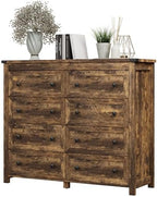 Xixini 47.2" Wide 8-Drawer Farmhouse Dresser for Bedroom, Brown by Xixini