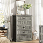 CARPETNAL Farmhouse 5 Drawer Dresser for Bedroom, 44" Tall White Dresser. by CARPETNAL