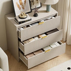 Furniway Beige Dresser for Bedroom, Modern Dresser with 3 Drawers and Smooth Slides, Wide Chest of Drawers with Golden Handles for Bedroom, Living Room, Closet, 15.7" D x 31.5" W x 29.6" H - Image 4