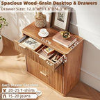 LEYAOYAO Fluted 5 Drawers Dresser for Bedroom, 34" Tall Modern Chest of Drawers with Metal Handle, Curved Profile Design,Brown Wood Drawer Organizer for Bedroom, Living Room, Hallway, Entryway - Image 5