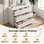Karl home White 3 Drawer Fluted Nightstand, Modern Storage Chest of Drawers - Image 5