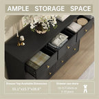Black Dresser for Bedroom, 9 Drawer Dresser with Large Drawers, 55 Inch Wide Wood Chest for Living Room, Hallway - Image 4