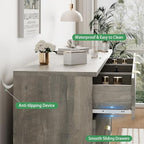 Xixini Fluted Dresser for Bedroom with 12 Drawers, 57" Wide Modern Chest of Drawers with Metal Handle, Wooden Dresser TV Stand, Wood Closet Clothes Storage Organizer for Living Room, Hallway, Grey - Image 5