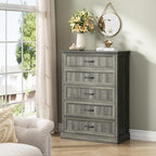 CARPETNAL Farmhouse 5 Drawer Dresser for Bedroom, 44" Tall White Dresser. - Image 3