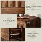 LYNSOM Walnut Fluted 5 Drawer Dresser for Bedroom, Curved Edge, 48" Tall - Image 5