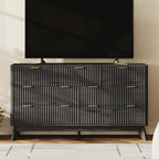 54" Wide Fluted 7 Drawers Dresser for Bedroom,Curved Edge,Black - Image 3