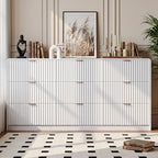 HOUROM 59” Wide White Fluted Dresser for Bedroom with 9 Drawers - Image 5
