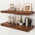 30" Rustic Brown Floating Shelves 12inch Deep Wall Shelf, Set of 2 by Ornawit