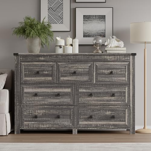 BORNOON 7-Drawer Dresser, Modern Wooden Storage Chest of Drawers, Dresser TV Stand, Wood Drawer Organizer with Metal Handles for Bedroom, Living Room, Hallway - Image 3