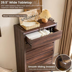 Modern 6 Drawers Dresser for Bedroom, 55.6” Tall Walnut Dressers & Chest of Drawer, Wooden Dresser for Living Room, Hallway, Front Curved & Handleless Design - Image 3