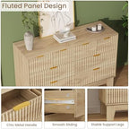 Garvee 8 Drawer Dresser for Bedroom, 47" Wide Fluted Chest of Drawers, Oak - Image 4