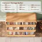 Modern 54" Wide 6 Drawers Dresser with Curved Profile Design,Oak - Image 4