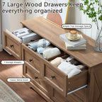 Farmhouse 7 Drawers Dresser for Bedroom with Charging Station,Wood Dressers - Image 5